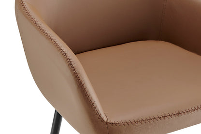 Ovela Set of 2 Paige Faux Leather Bar Stools (Tan PU/Black)