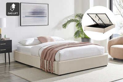 Ovela Parker Gas Lift Bed Frame - Beige, Queen