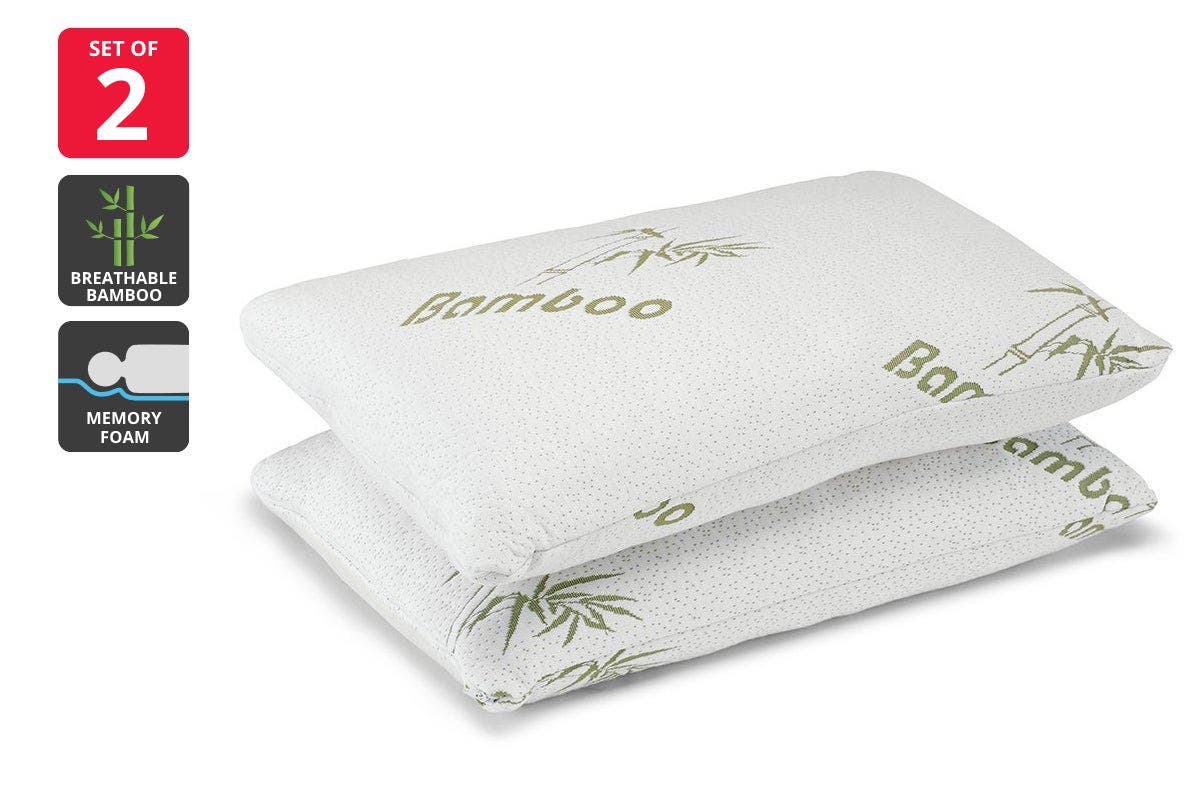 Ovela Set of 2 Bamboo Memory Foam Pillows (Large)