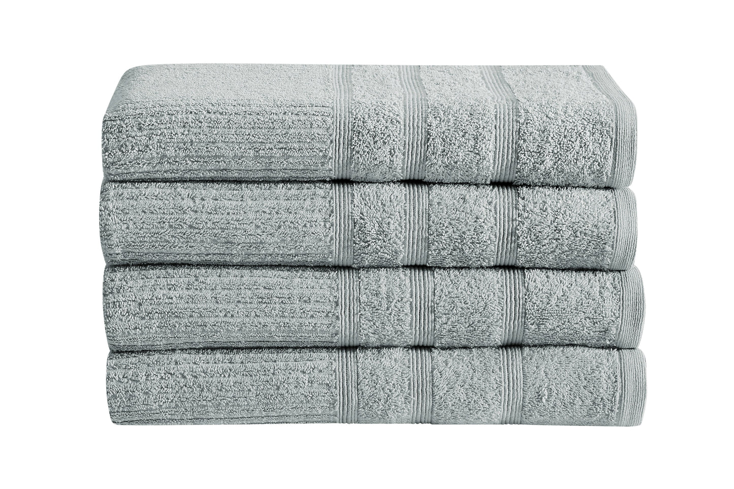 Ovela Set of 4 Ribbed Bath Towels - Silver | Auzzi Store