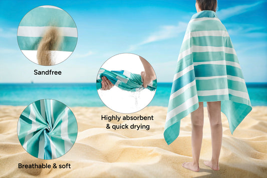 Ovela Sand Free Beach Towel (Mint Green) - Auzzistore
