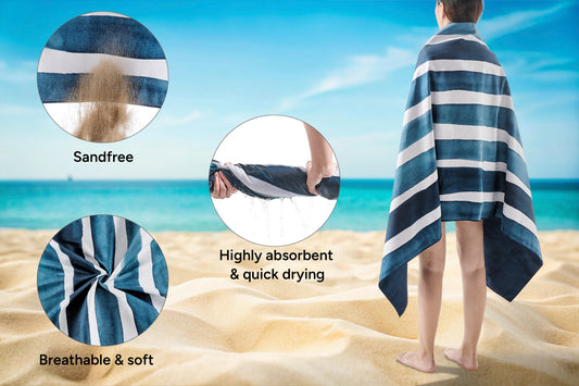 Ovela Sand Free Beach Towel (Navy) - Auzzistore