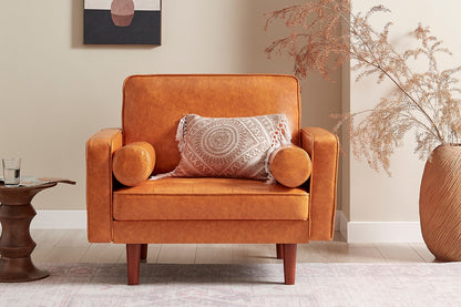 Ovela Stockholm Faux Leather Armchair (Cognac, PU Leather)