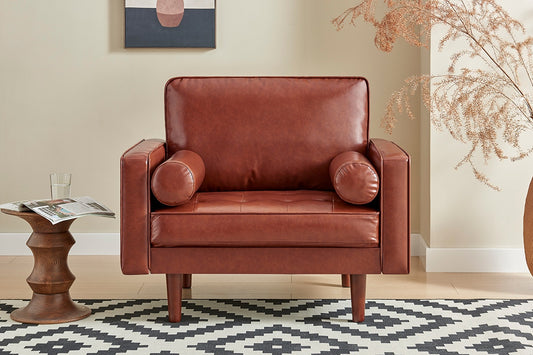 Ovela Stockholm Faux Leather Armchair (Tan, PU Leather)