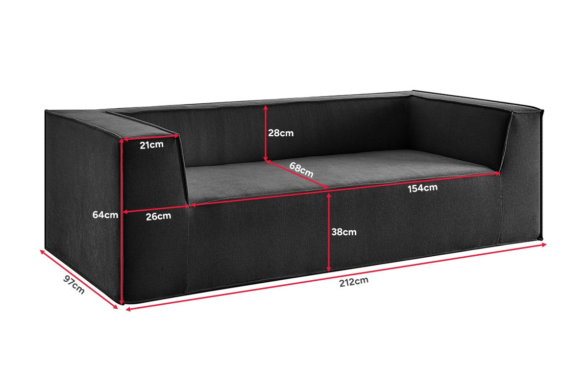 Ovela Softly 2 Seater Compressed Sofa (Charcoal)