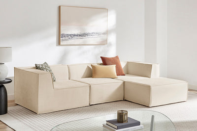 Ovela Softly 3 Seater Modular Sofa with Ottoman - Cream