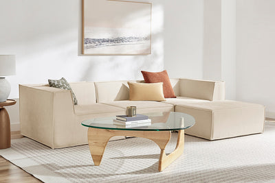 Ovela Softly 3 Seater Modular Sofa with Ottoman - Cream