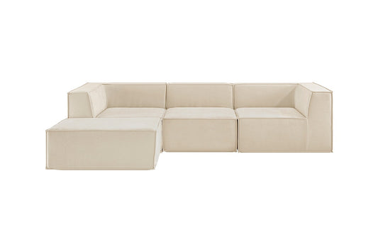 Ovela Softly 3 Seater Modular Sofa with Ottoman (Cream)