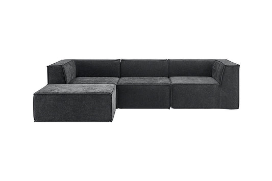 Ovela Softly 3 Seater Modular Sofa with Ottoman (Charcoal)