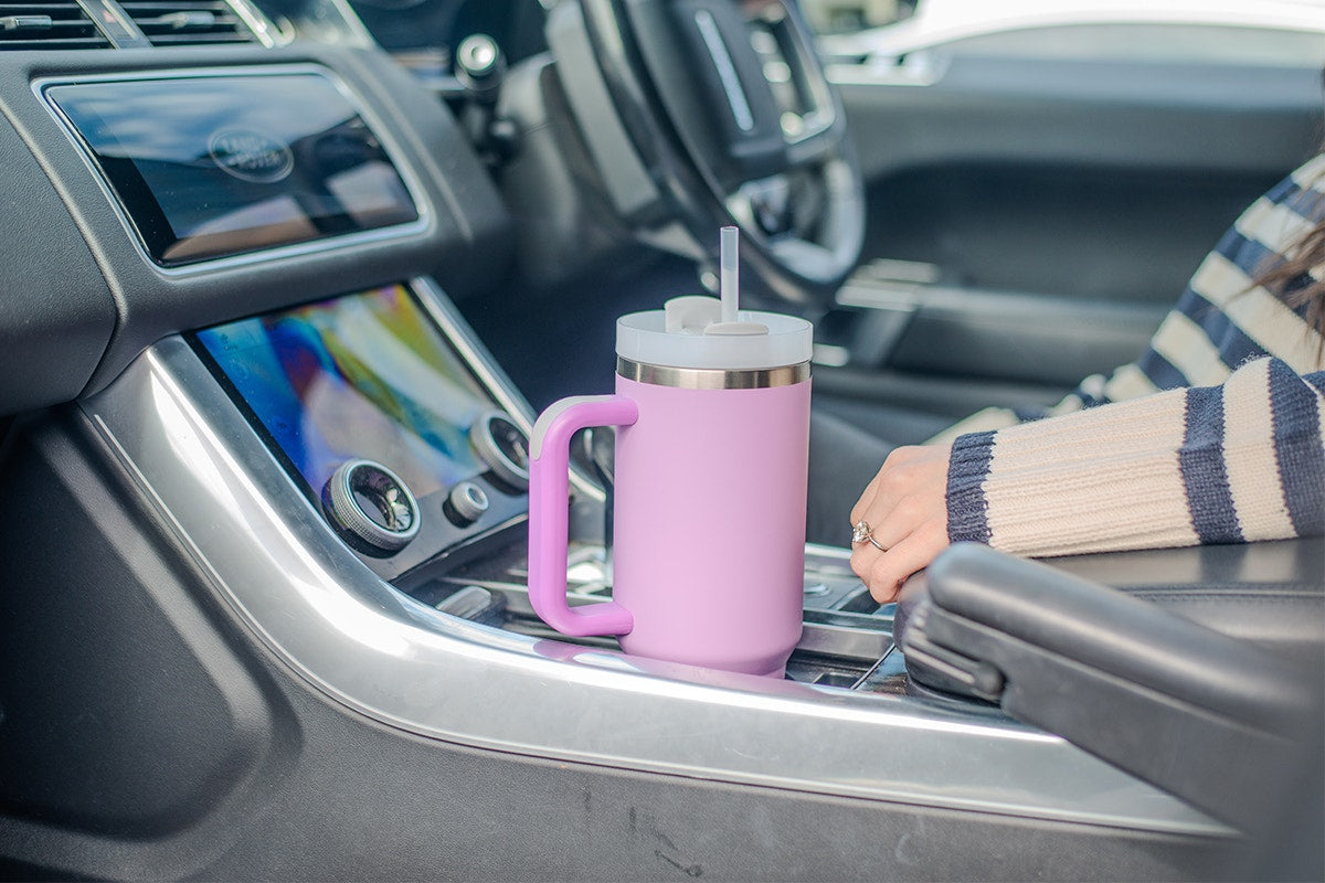 1.2L Stainless Steel Insulated Tumbler with Straw  - Cream)