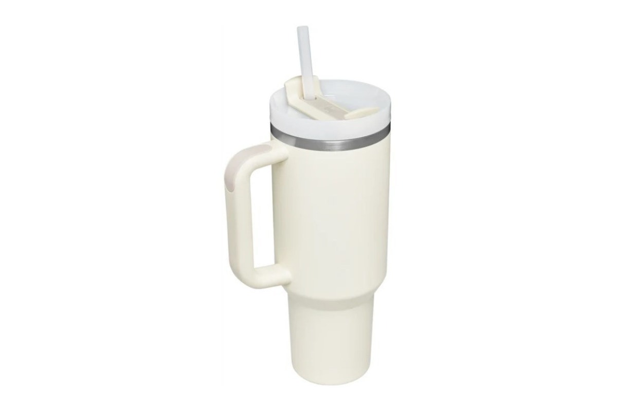 1.2L Stainless Steel Insulated Tumbler with Straw  - Cream)