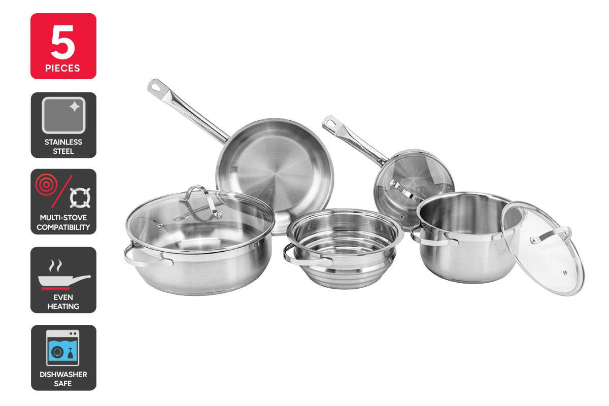 Ovela 5 Piece Stainless Steel Cookware Set