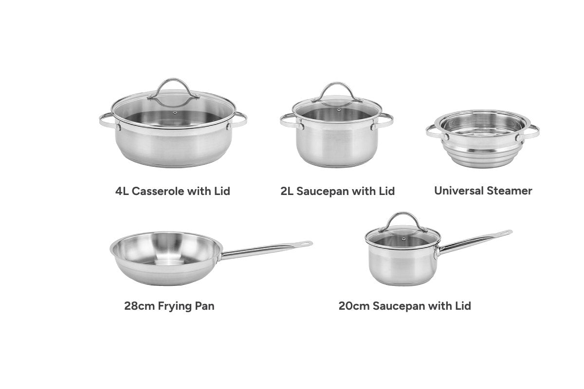 Ovela 5 Piece Stainless Steel Cookware Set