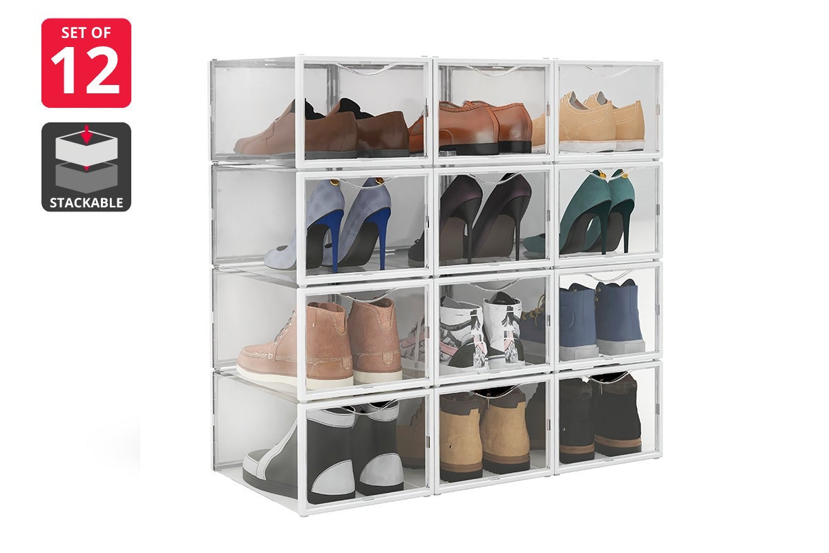 Ovela Shoe Storage Display Box Front Drop  - Set of 12)