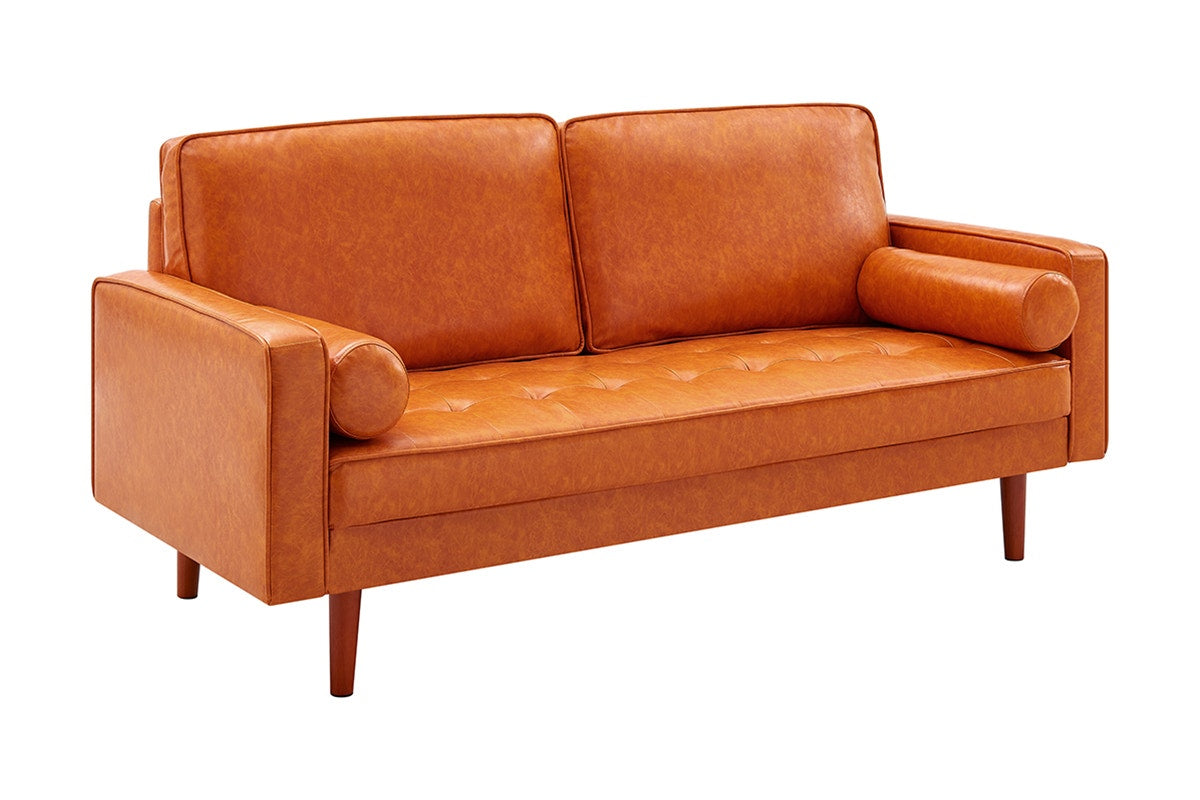 Ovela Stockholm 3 Seater Sofa (Tan, PU Leather)