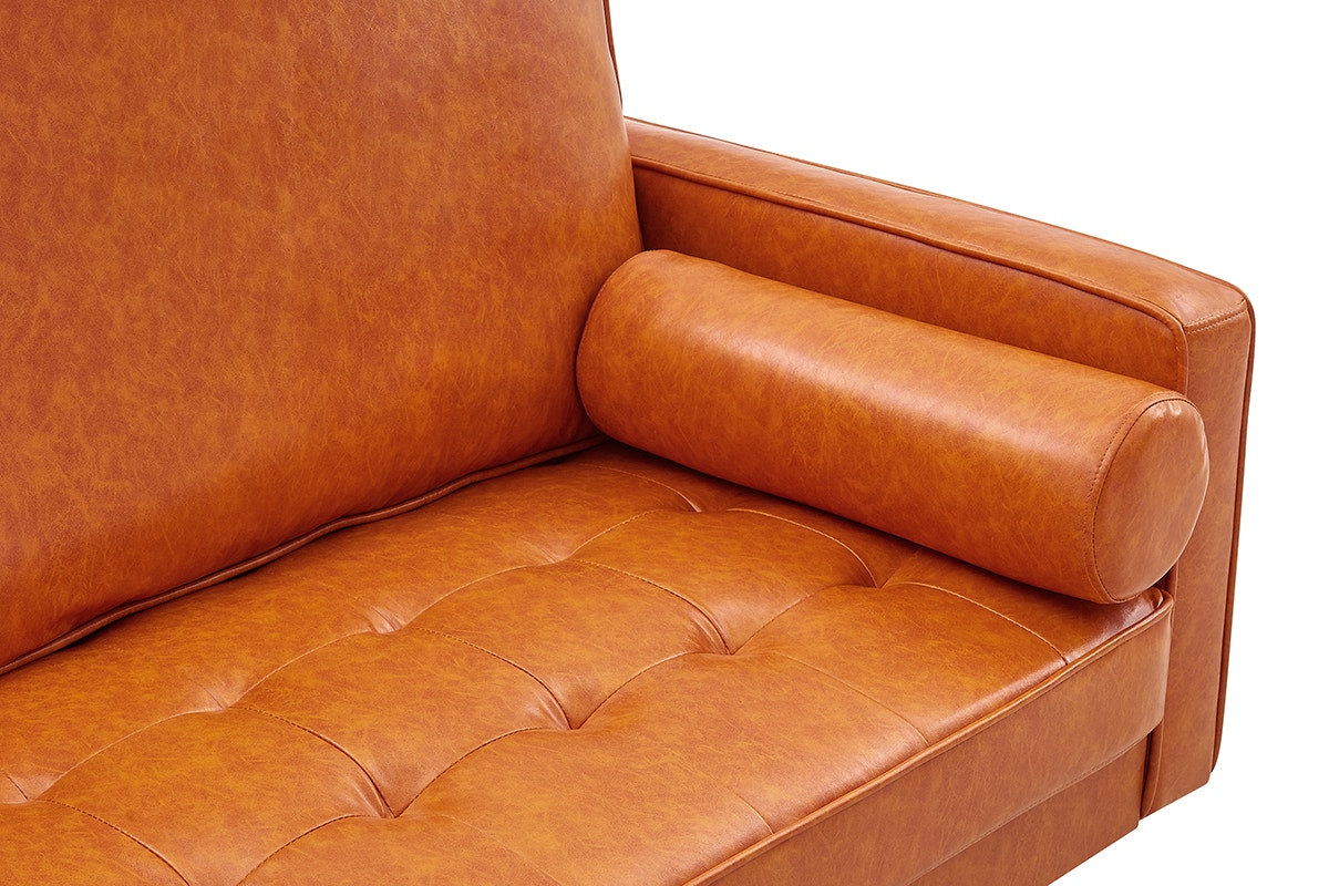 Ovela Stockholm 3 Seater Sofa (Tan, PU Leather)