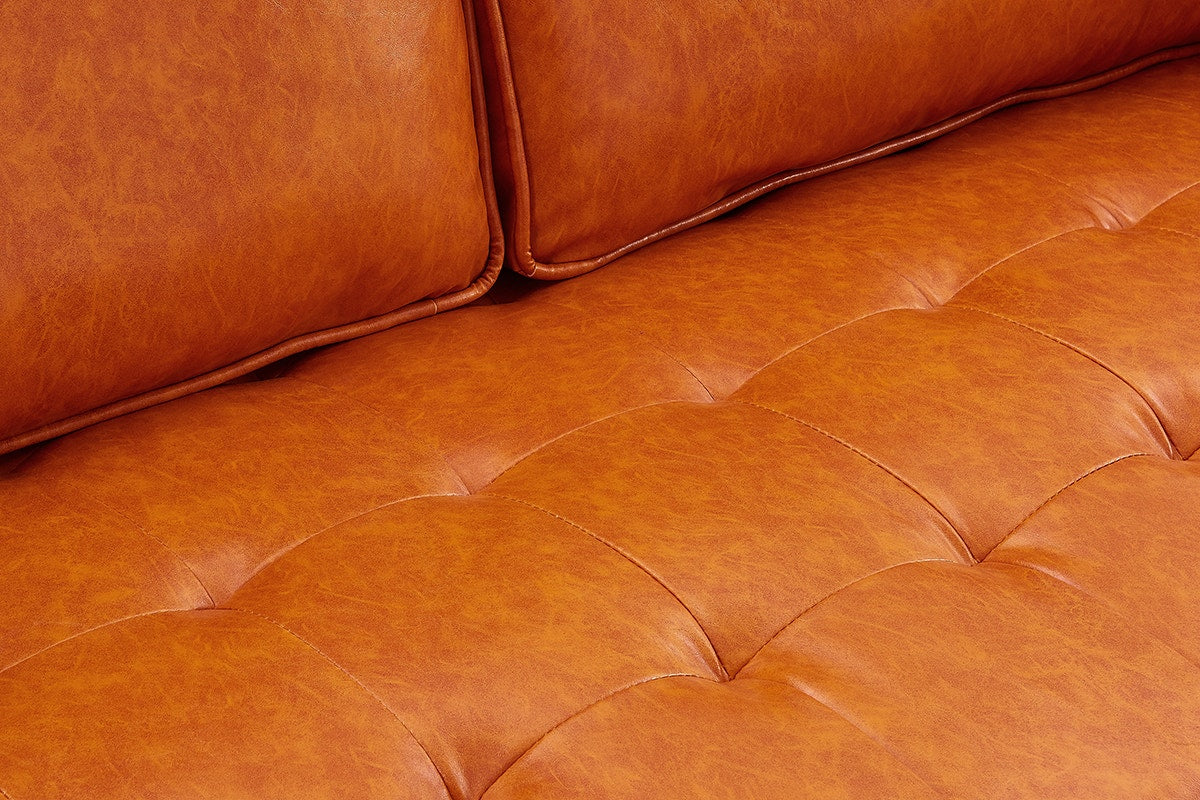 Ovela Stockholm 3 Seater Sofa (Tan, PU Leather)