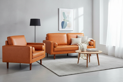Ovela Stockholm Faux Leather Armchair (Cognac, PU Leather)
