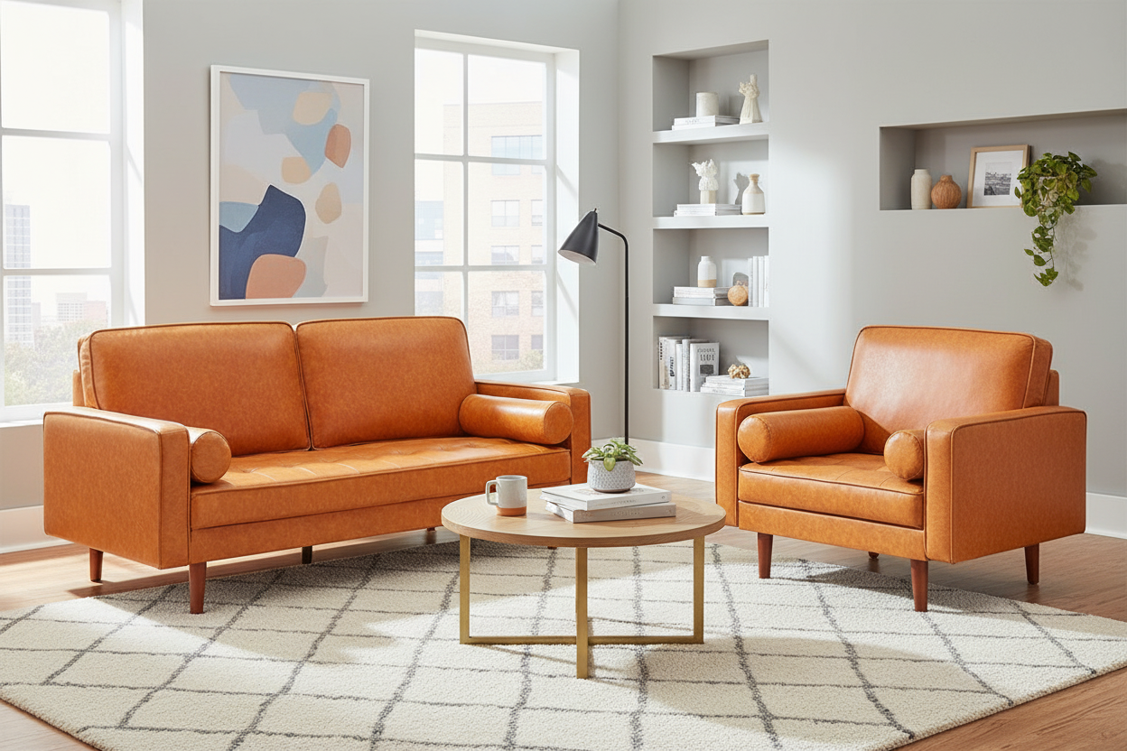 Ovela Stockholm Faux Leather Armchair (Cognac, PU Leather)