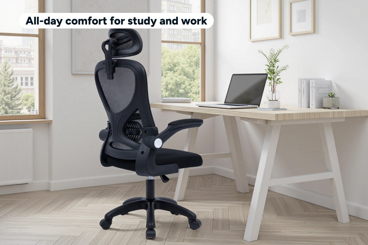 Ovela Student Mesh Office Chair with Head Rest (Black)