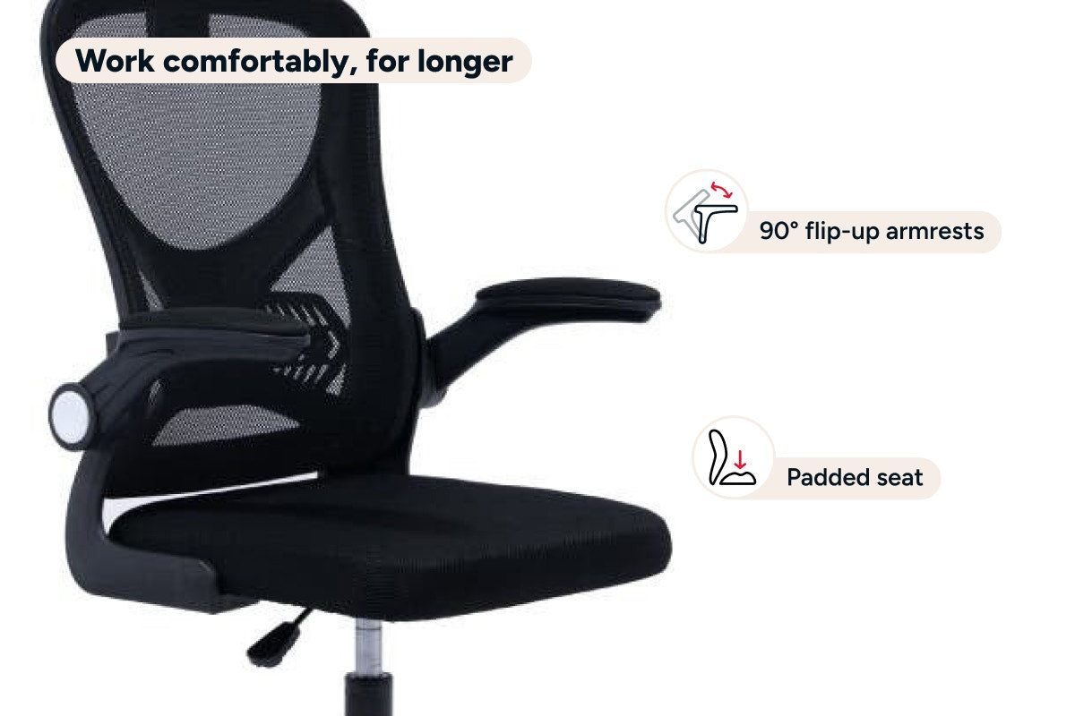 Ovela Student Mesh Office Chair with Head Rest (Black)
