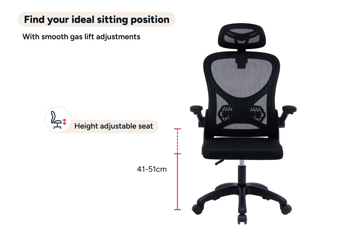 Ovela Student Mesh Office Chair with Head Rest (Black)