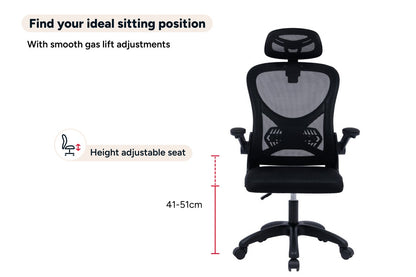 Ovela Student Mesh Office Chair with Head Rest (Black)