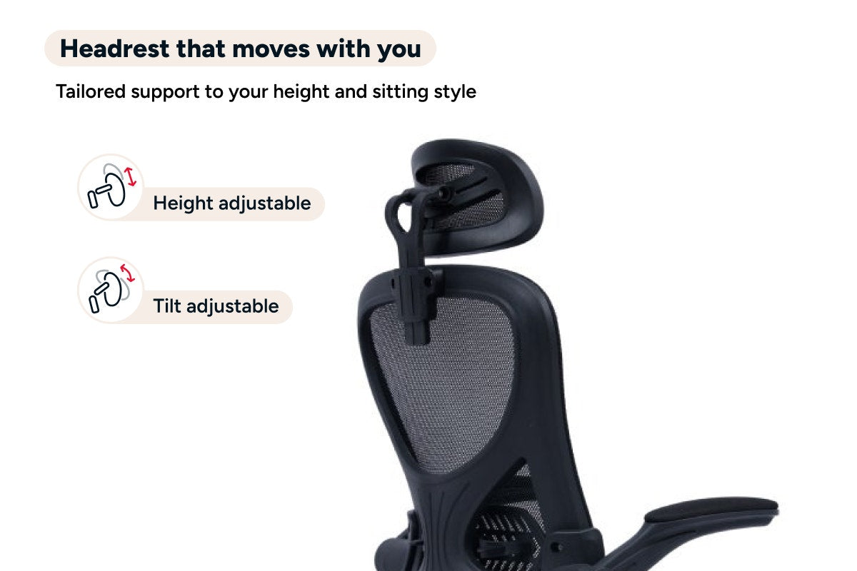 Ovela Student Mesh Office Chair with Head Rest (Black)
