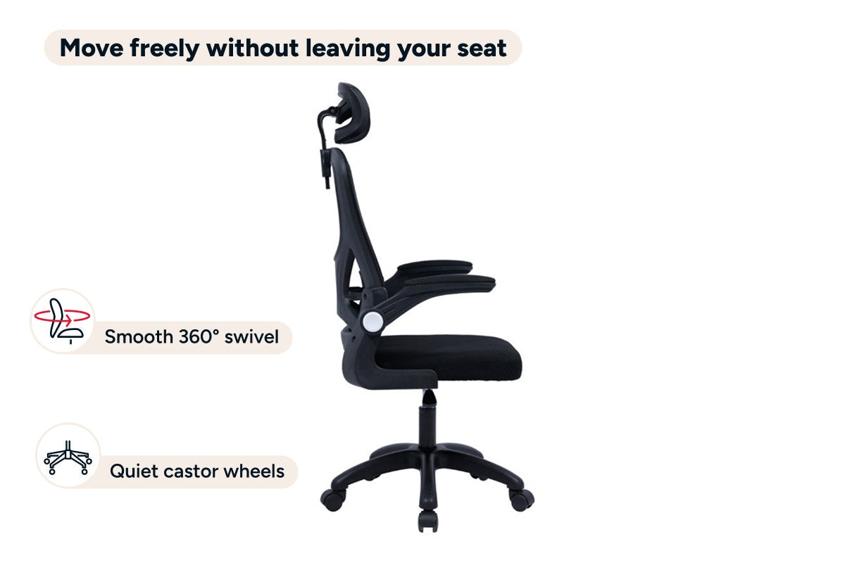 Ovela Student Mesh Office Chair with Head Rest (Black)