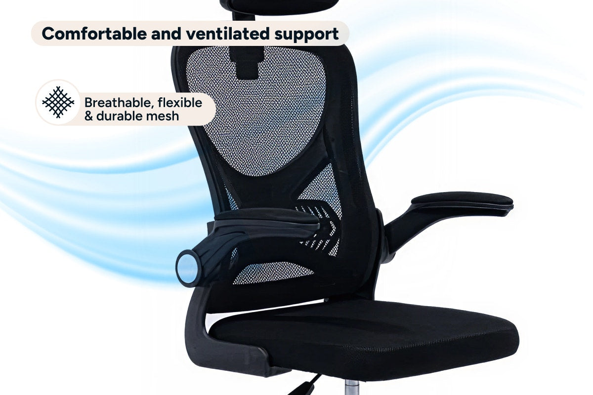 Ovela Student Mesh Office Chair with Head Rest (Black)