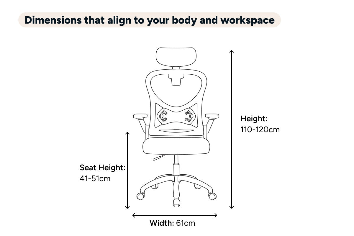 Ovela Student Mesh Office Chair with Head Rest (Black)
