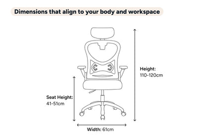 Ovela Student Mesh Office Chair with Head Rest (Black)