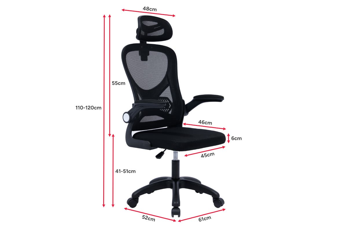 Ovela Student Office Chair with Head Rest (Black)