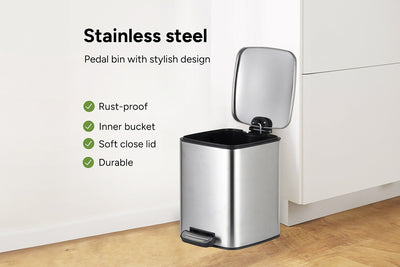 Ovela 30L and 6L Rubbish Bin Set  - Stainless Steel