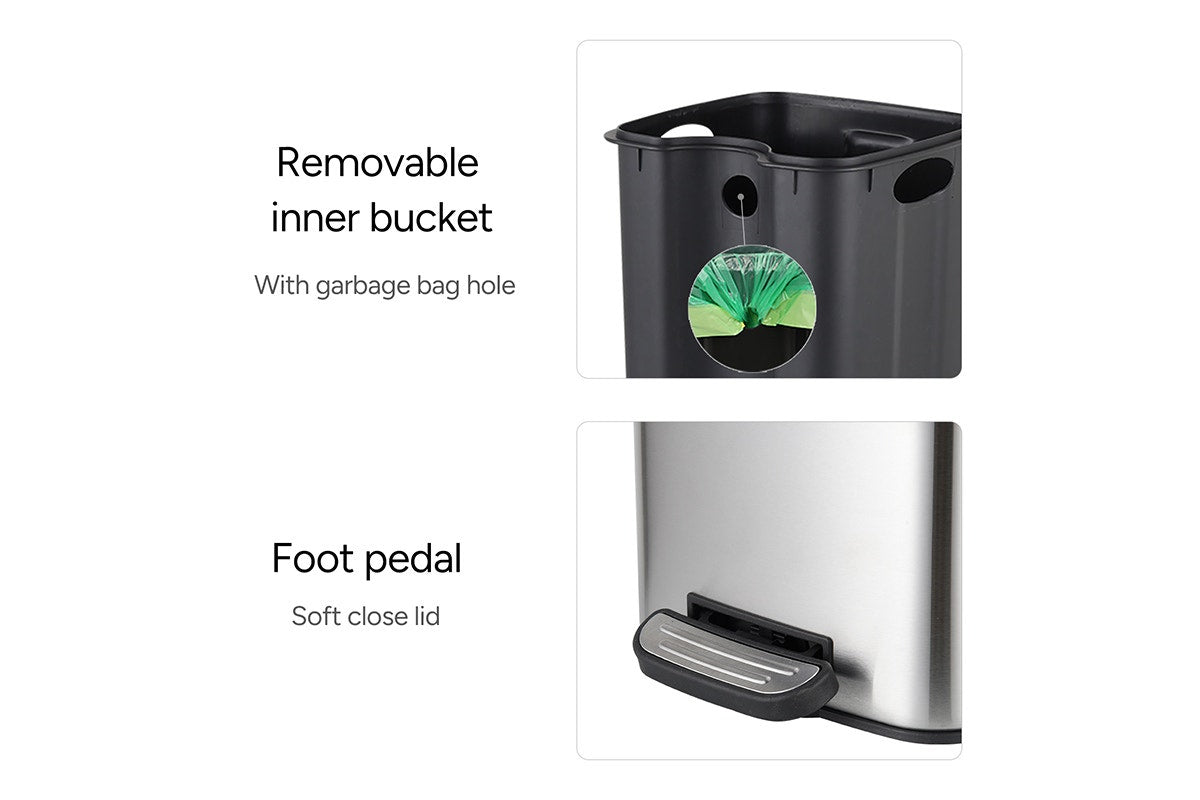 Ovela 30L and 6L Rubbish Bin Set (Stainless Steel)