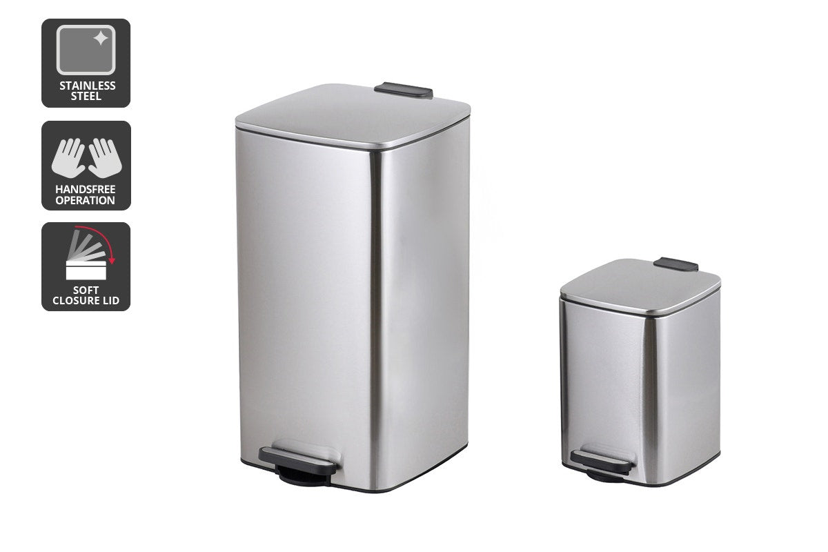 Ovela 30L and 6L Rubbish Bin Set (Stainless Steel)