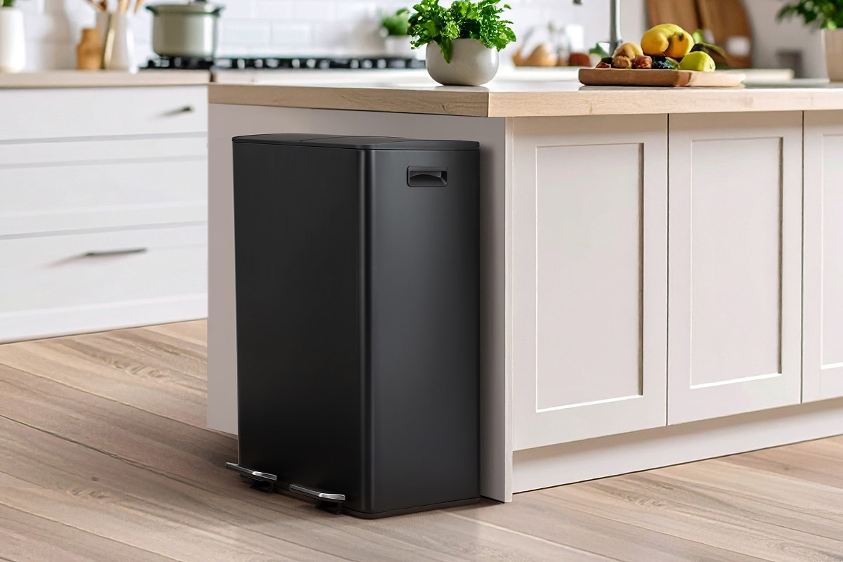 Ovela 60L Dual Compartment Pedal Rubbish Bin (Black)