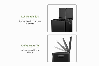 Ovela 60L Dual Compartment Pedal Rubbish Bin (Black)