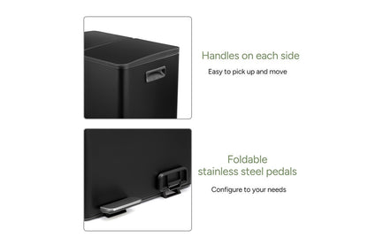 Ovela 60L Dual Compartment Pedal Rubbish Bin (Black)