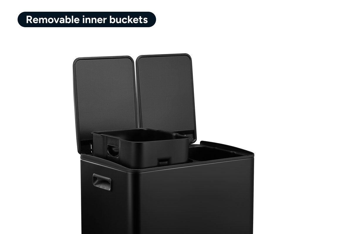 Ovela 60L Dual Compartment Pedal Rubbish Bin (Black)