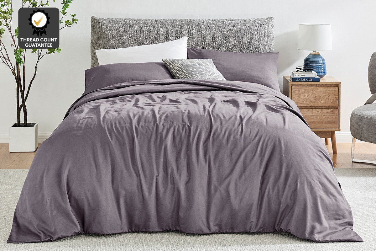 Ovela 1200TC Cotton Quilt Cover Set  - Castlerock; Single)