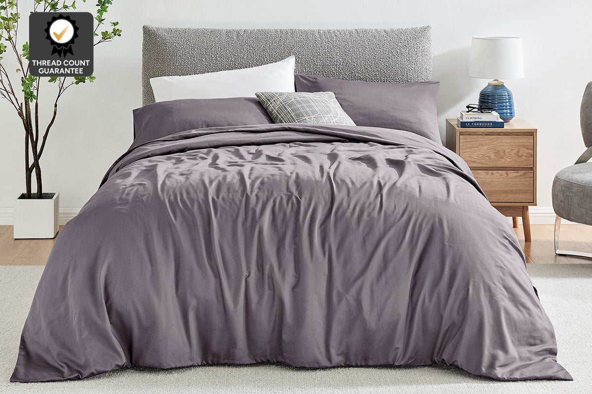 Ovela 1200TC Cotton Rich Quilt Cover Set (Castlerock Grey, King)