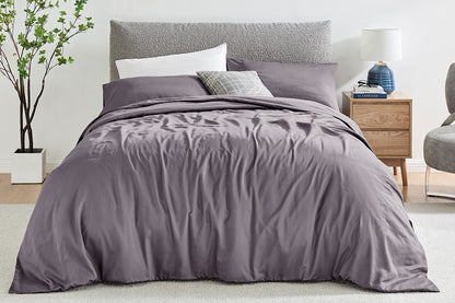 Ovela 1200TC Cotton Rich Quilt Cover Set (Castlerock Grey, King)