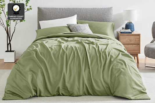 Ovela 1200TC Cotton Rich Quilt Cover Set (Oiled Green, King)