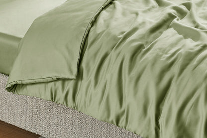 Ovela 1200TC Cotton Quilt Cover Set  - Oiled Green; Single)