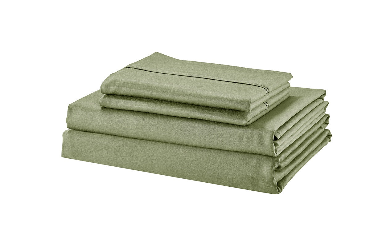 Ovela 1200TC Cotton Quilt Cover Set  - Oiled Green; Single)
