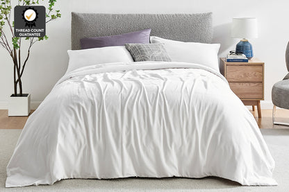 Ovela 1200TC Cotton Quilt Cover Set  - White; Single)