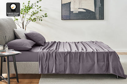 Ovela 1200TC Cotton Rich Bed Sheet Set (Castlerock Grey, King)