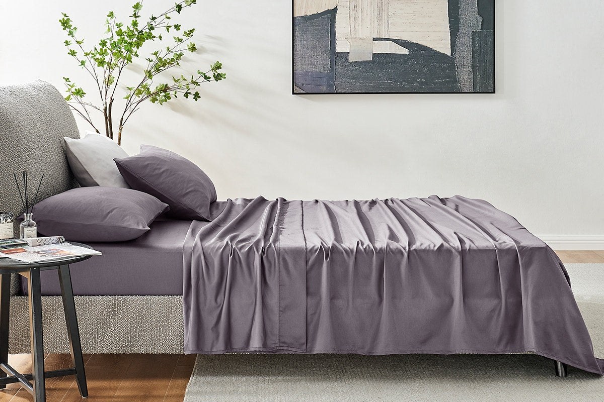 Ovela 1200TC Cotton Rich Bed Sheet Set (Castlerock Grey, King)
