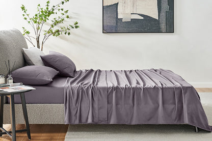 Ovela 1200TC Cotton Rich Bed Sheet Set (Castlerock Grey, King)